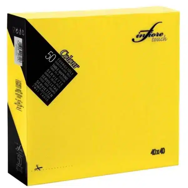 50 serviettes 2 plis 38 x 38 cm jaunes