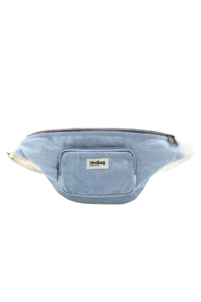 Banane en denim de coton bio | bleu délavé "sofia denim bleu" - Hindbag