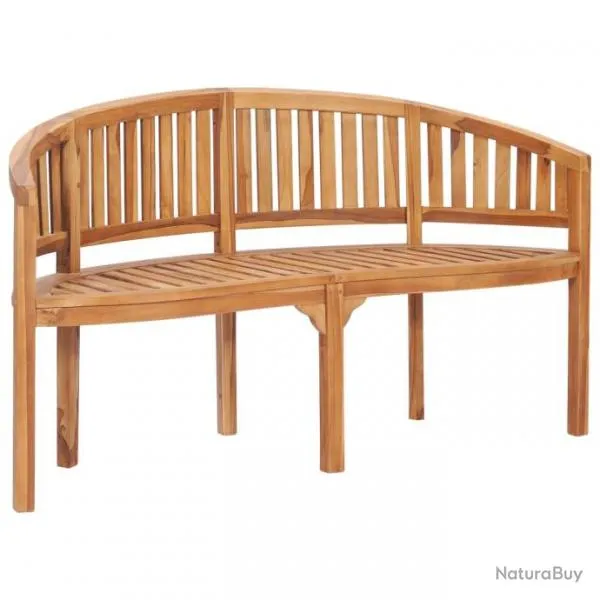 Banc de jardin meuble de patio d'extérieur terrasse en forme de banane 151 cm teck solide 02_0011708