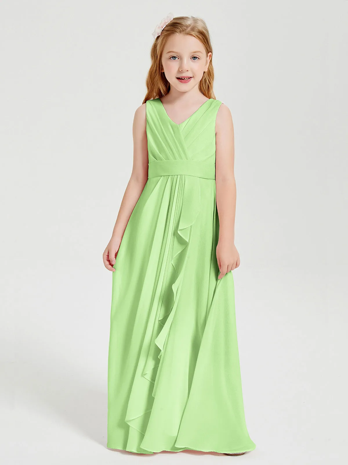 Boho Robes de Demoiselle d'Honneur Longues en Mousseline Sauge
