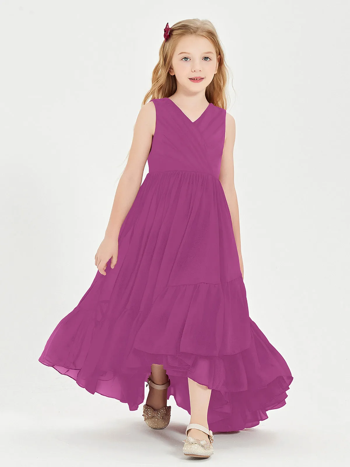 Boho Robes de Demoiselles d'Honneur Junior à Jupe en Cascade Orchidee