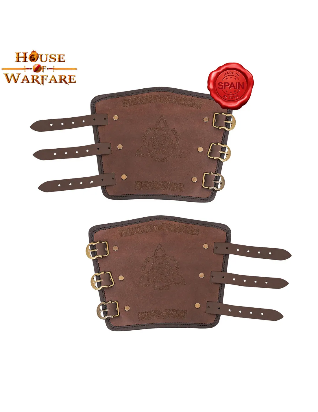 Bracelets Celtiques de Luxe avec Trisquel Gravé - Marron ⚔️ Boutique Épées
