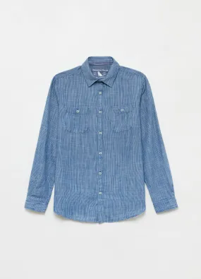 Chemises Casual Homme | 10% cotton striped shirt Blanc / Bleu ciel | OVS