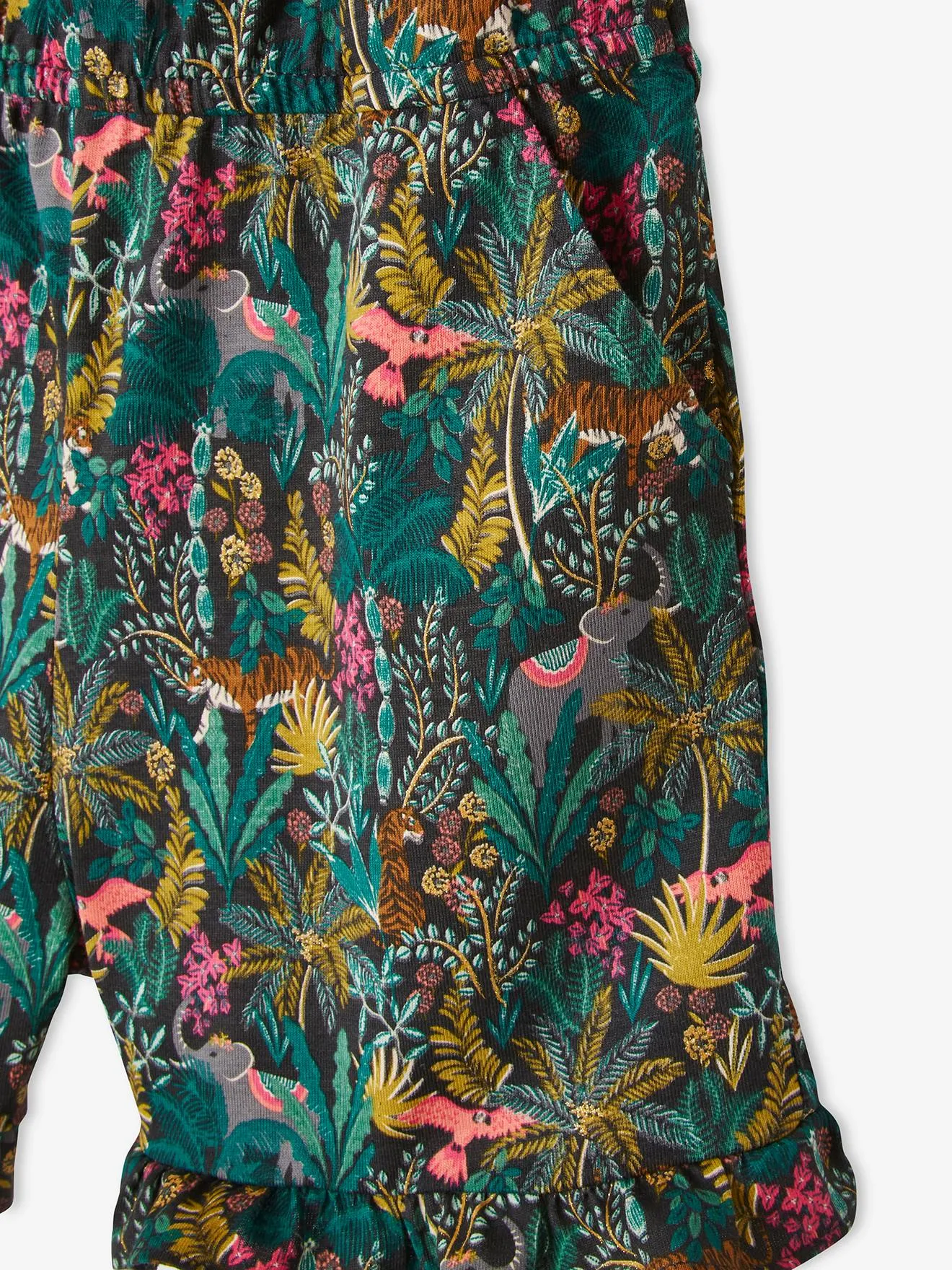 Combi-short à volants fille beige imprimé - Vertbaudet