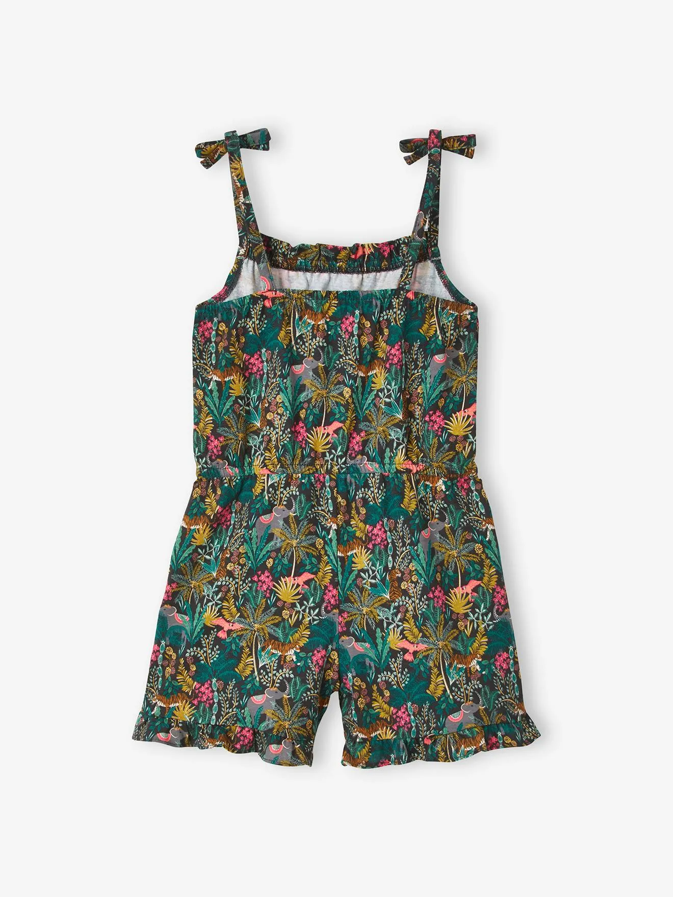 Combi-short à volants fille beige imprimé - Vertbaudet