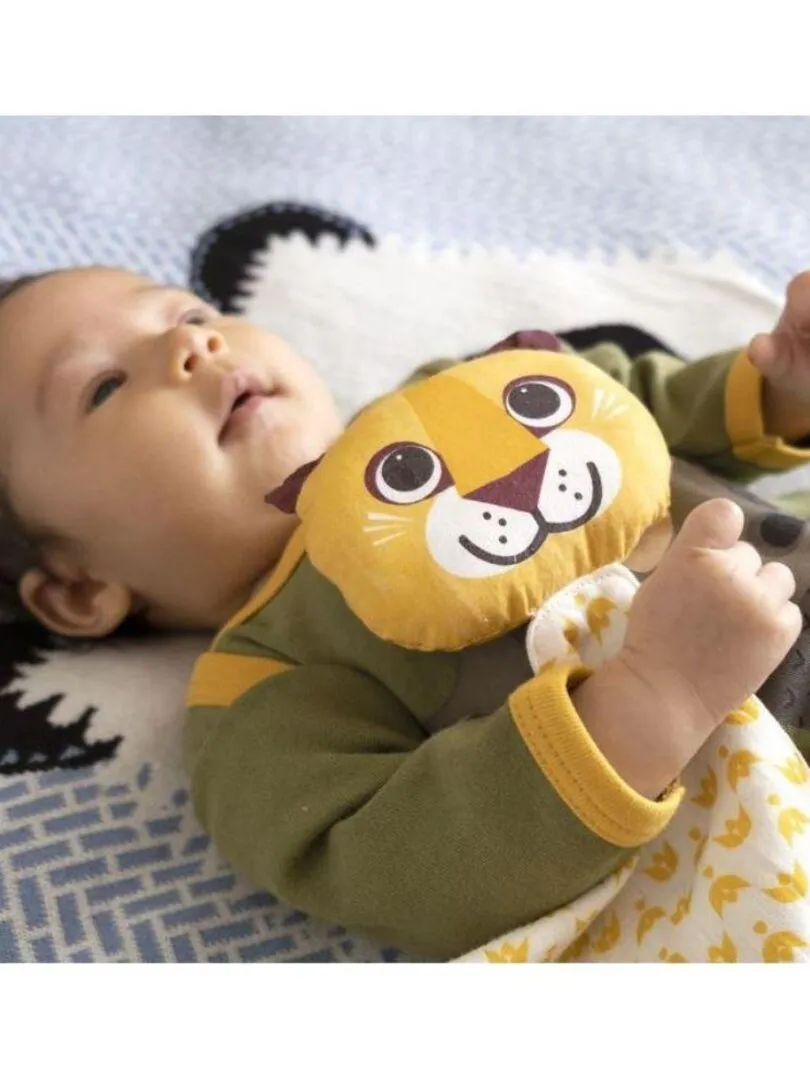 Doudou Lion en Coton Bio - Blanc Jaune