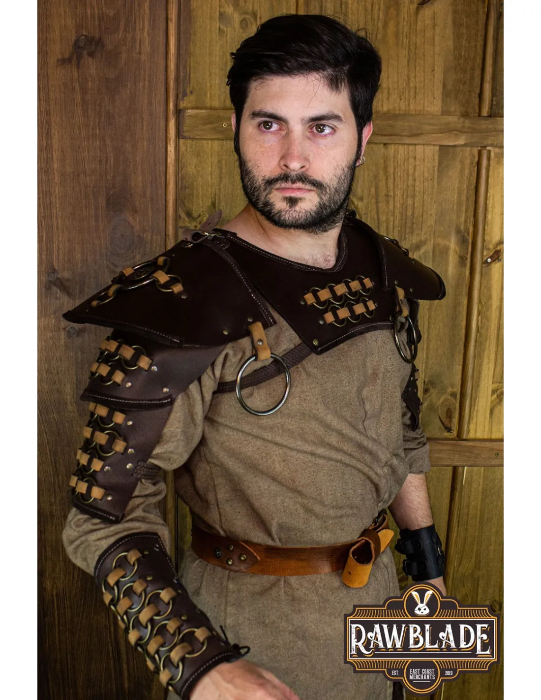 Evan Épaulières Avec Rivets En Cuivre - Marron ⚔️ Boutique Épées
