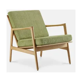 Fauteuil en chêne naturel et assise en velours vertStefan lounge