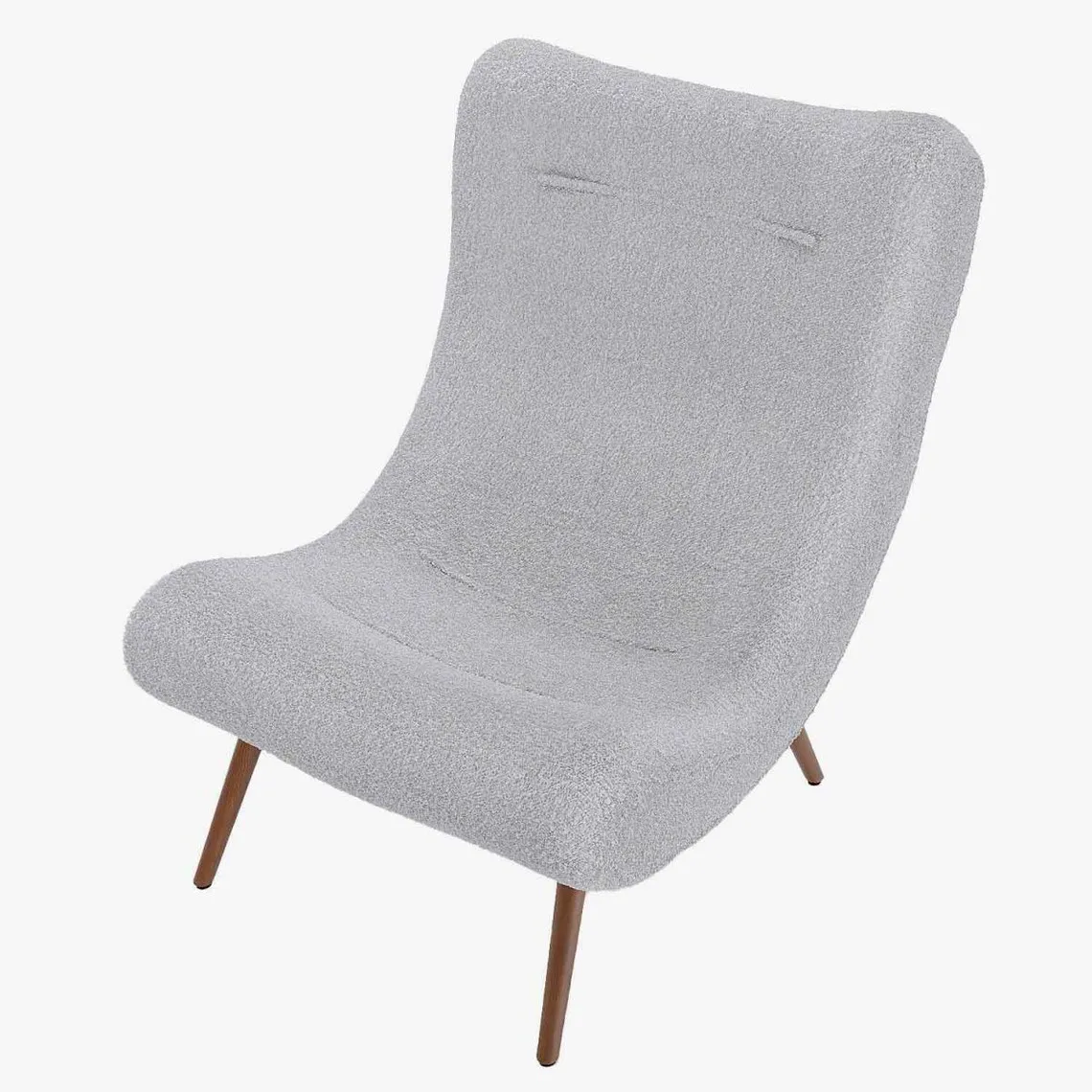 Fauteuil lounge en tissu bouclette avec repose-pieds MARCELLO gris-crème | 3 Suisses