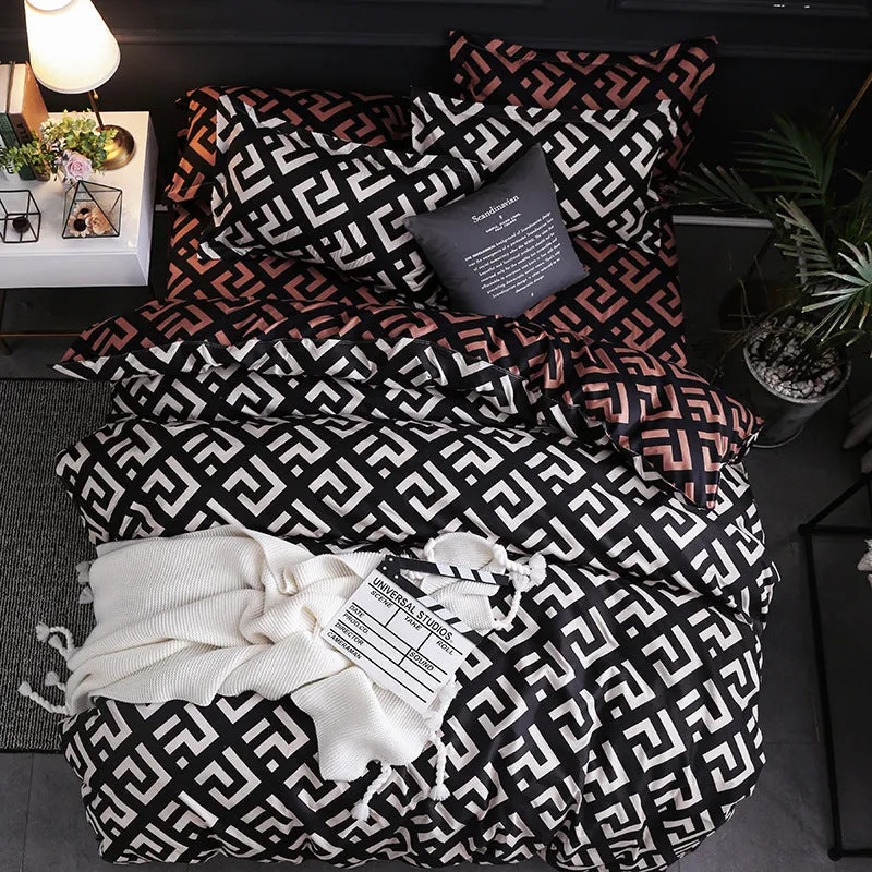 Housse De Couette 2 Taies d'Oreiller Vintage