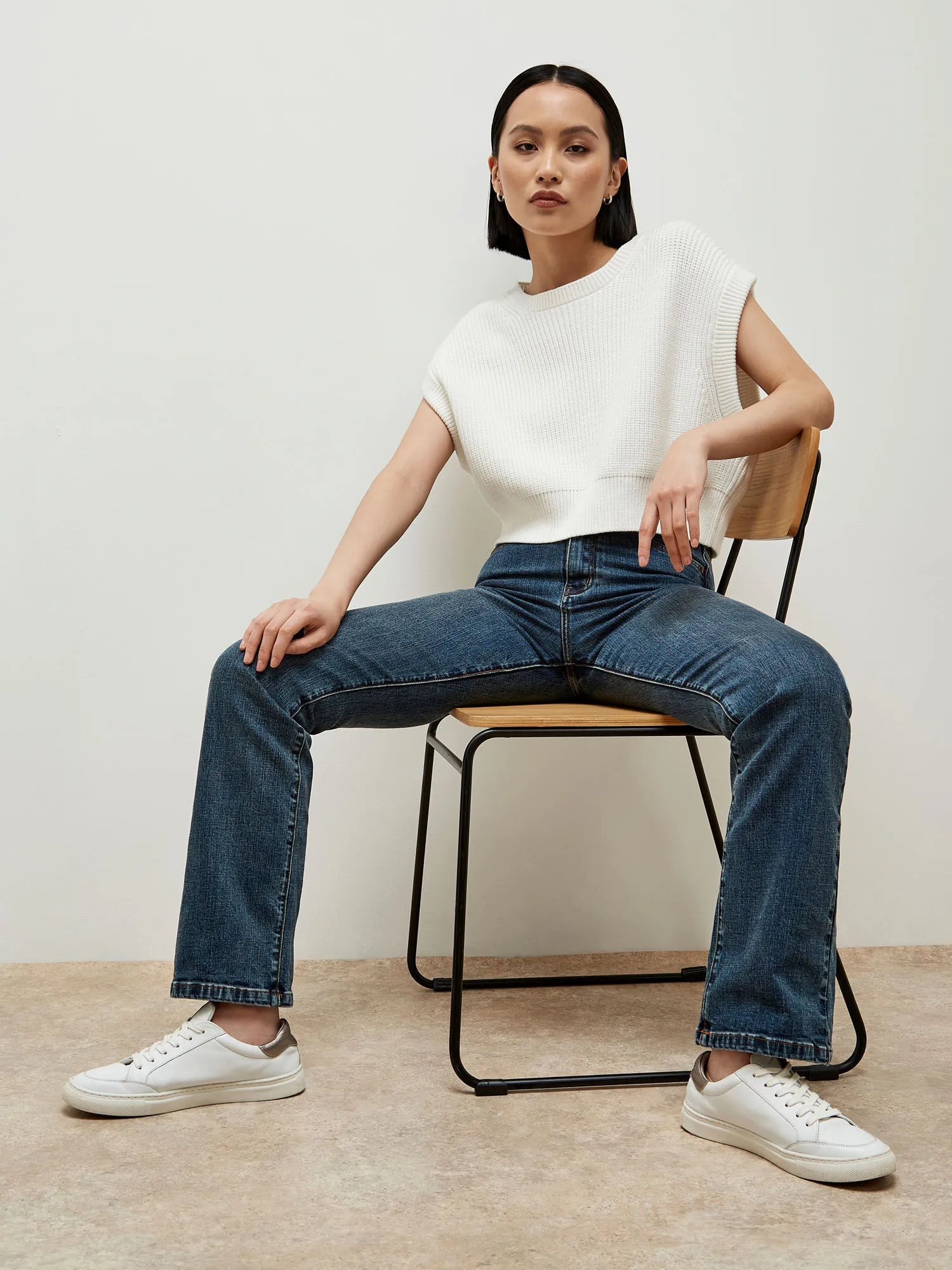 Jean Bootcut Taille Mi-Haute Bianca Vêtements Apricot
