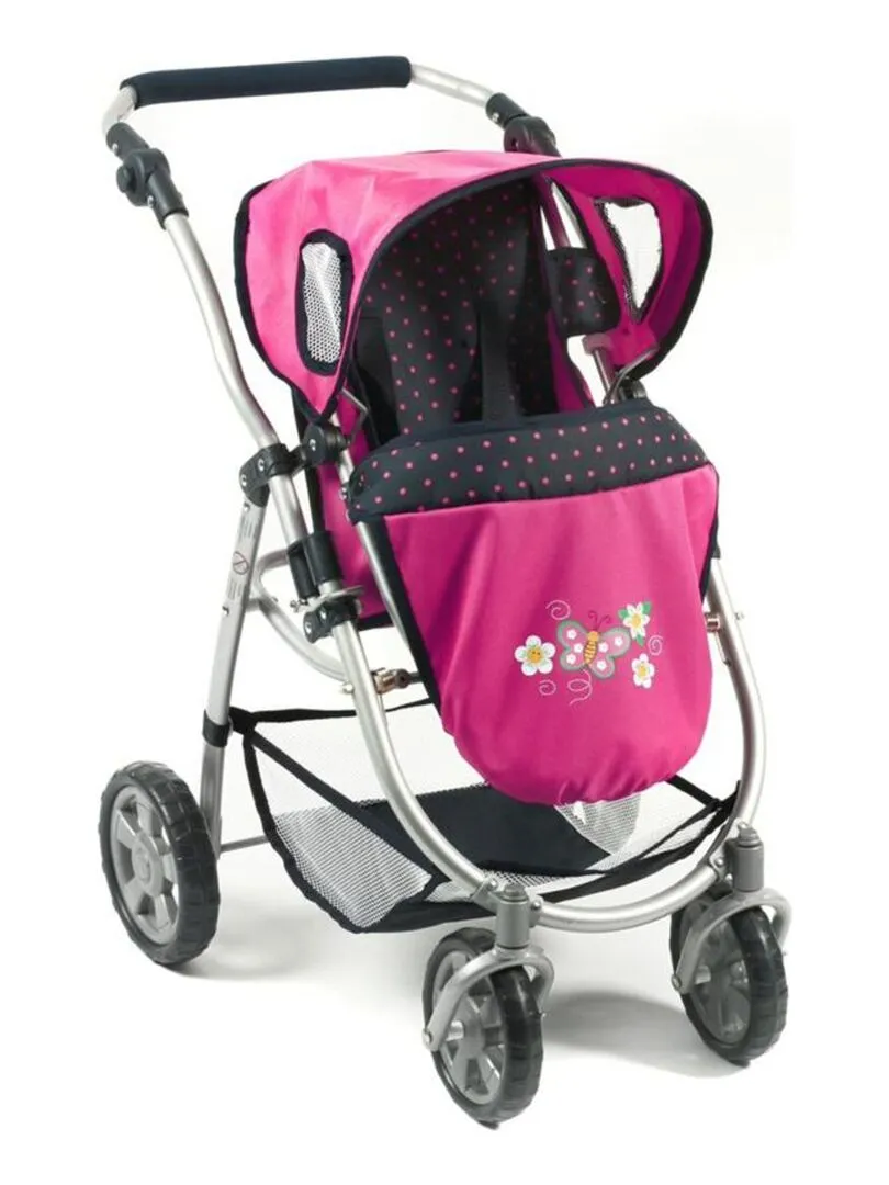 La poussette pour poupées, combinée 3 en 1 EMOTION "ALL IN" - Marine et rose à pois - N/A