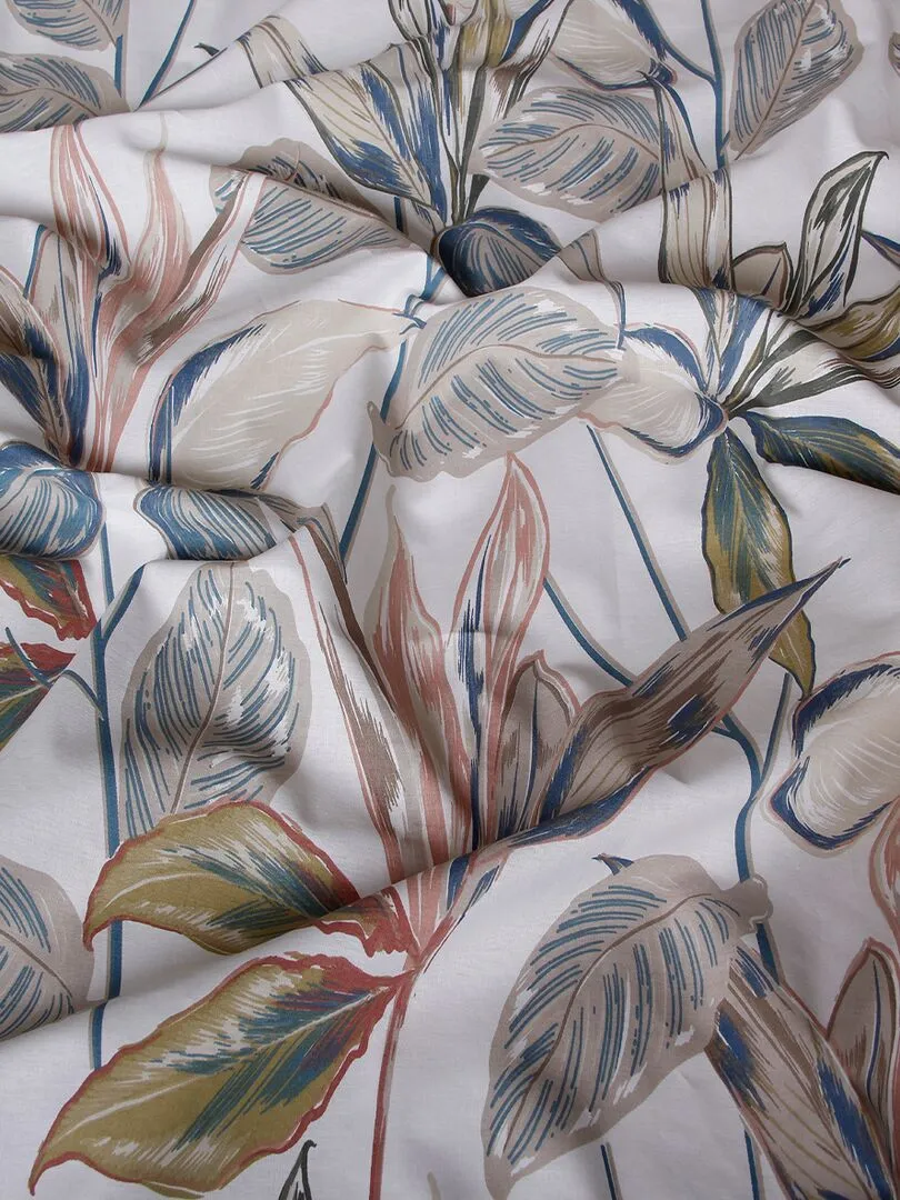 Lot de 2 Taies d'oreiller 50x70 cm coton - Blanc Bleu Gris