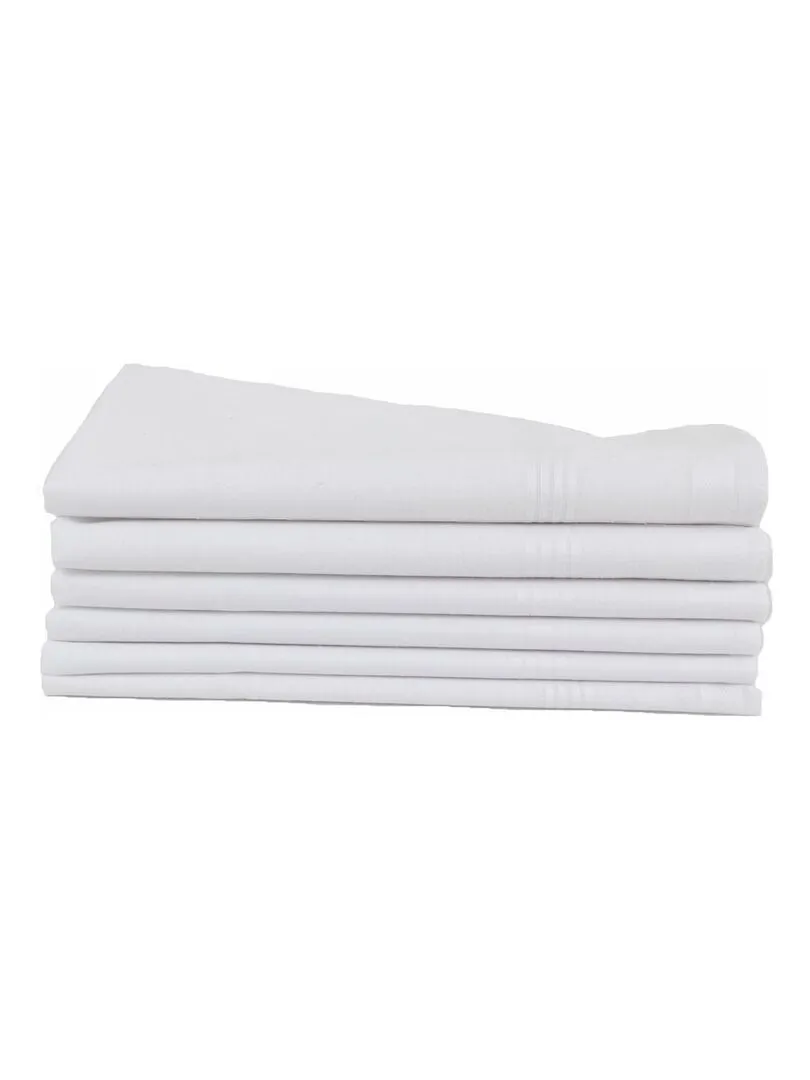 Lot de 6 mouchoirs coton blanc POCHETTE - Blanc