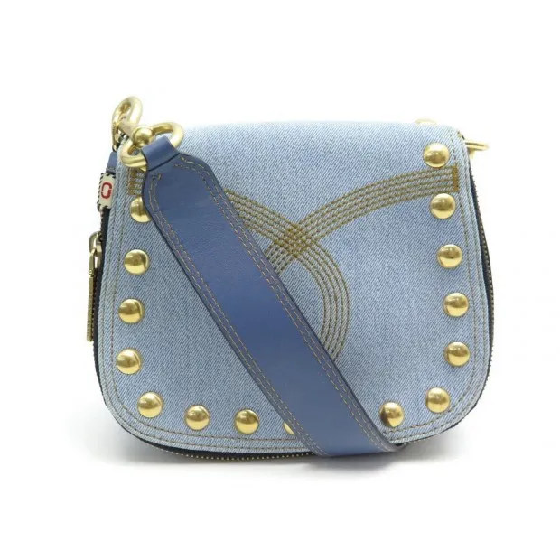 MARC JACOBS SACS A MAIN nomad saddle denim - M0012016 porté épaule