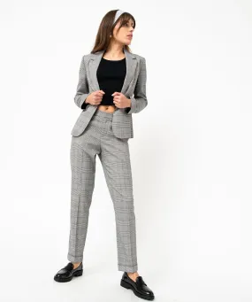 pantalon a motif prince de galles et ceinture elastique femme imprime pantalons