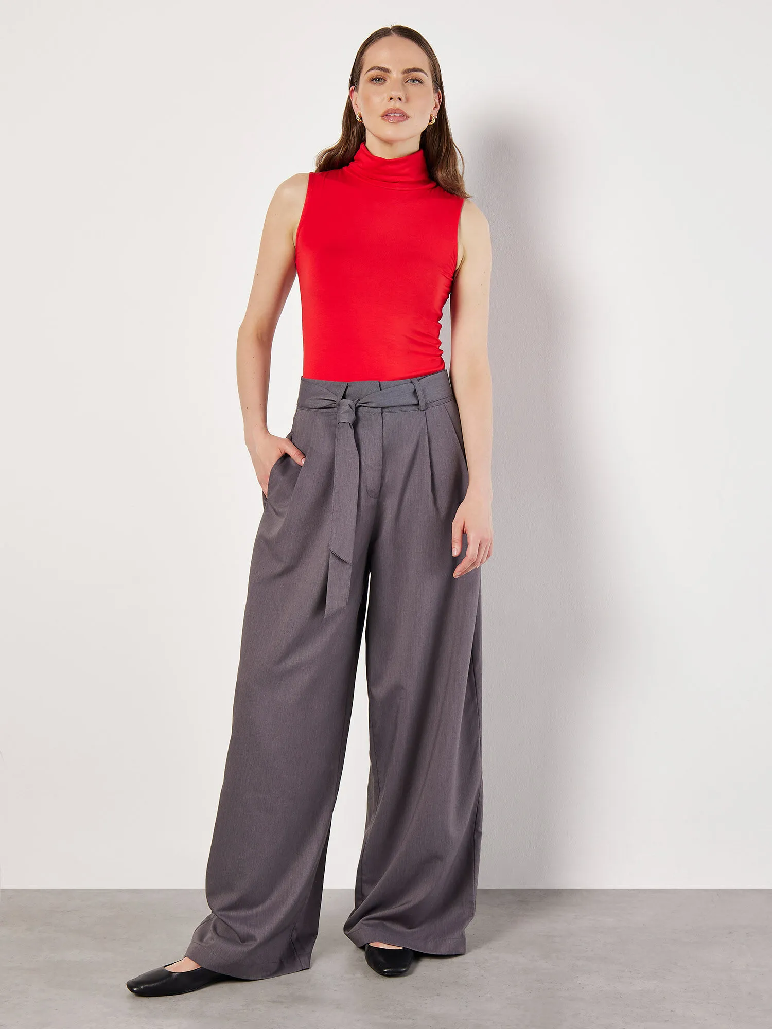 Pantalon Tailleur À Jambe Large Vêtements Apricot