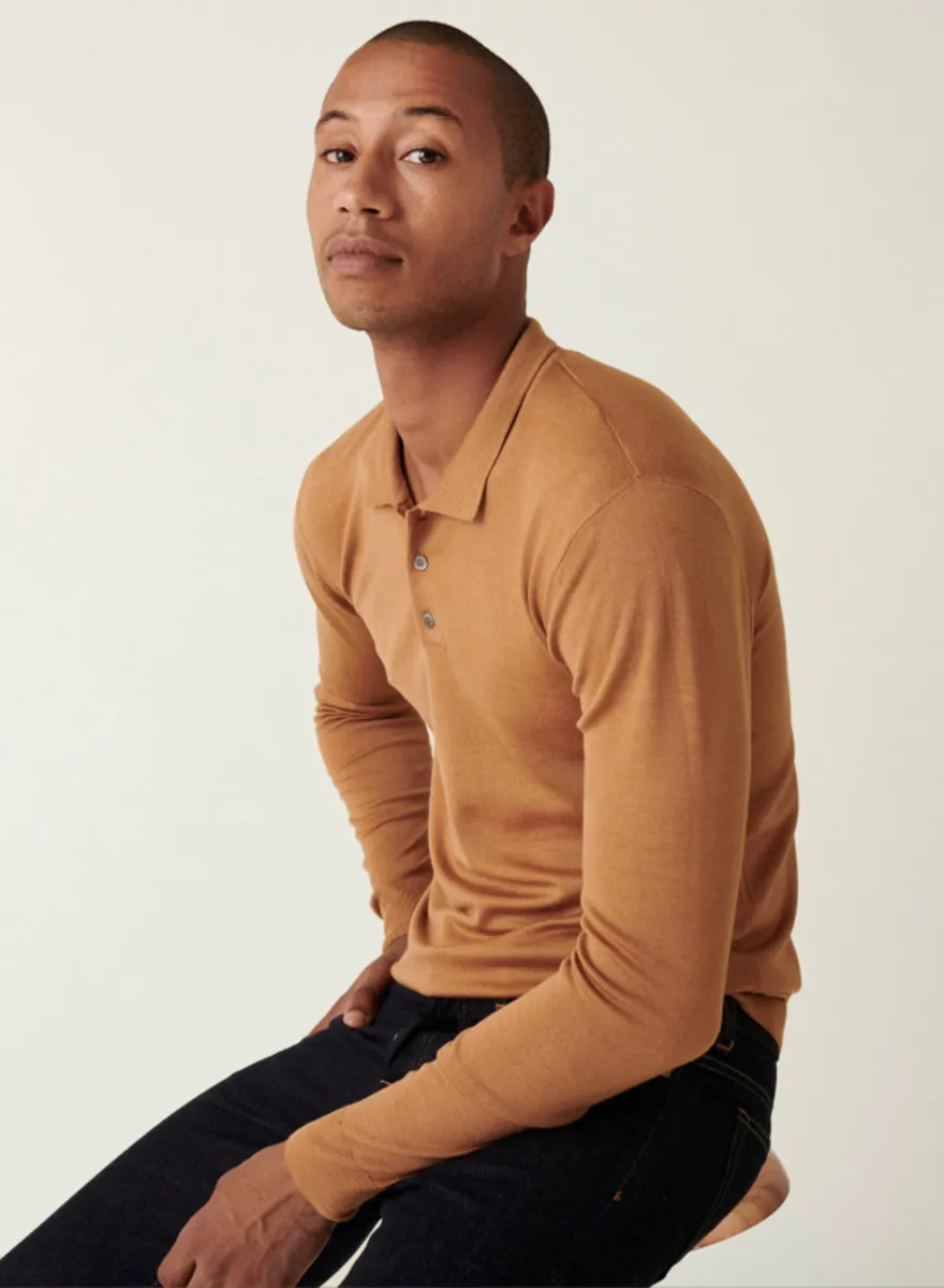 Pull col polo avec logo en laine mérinos - Eni