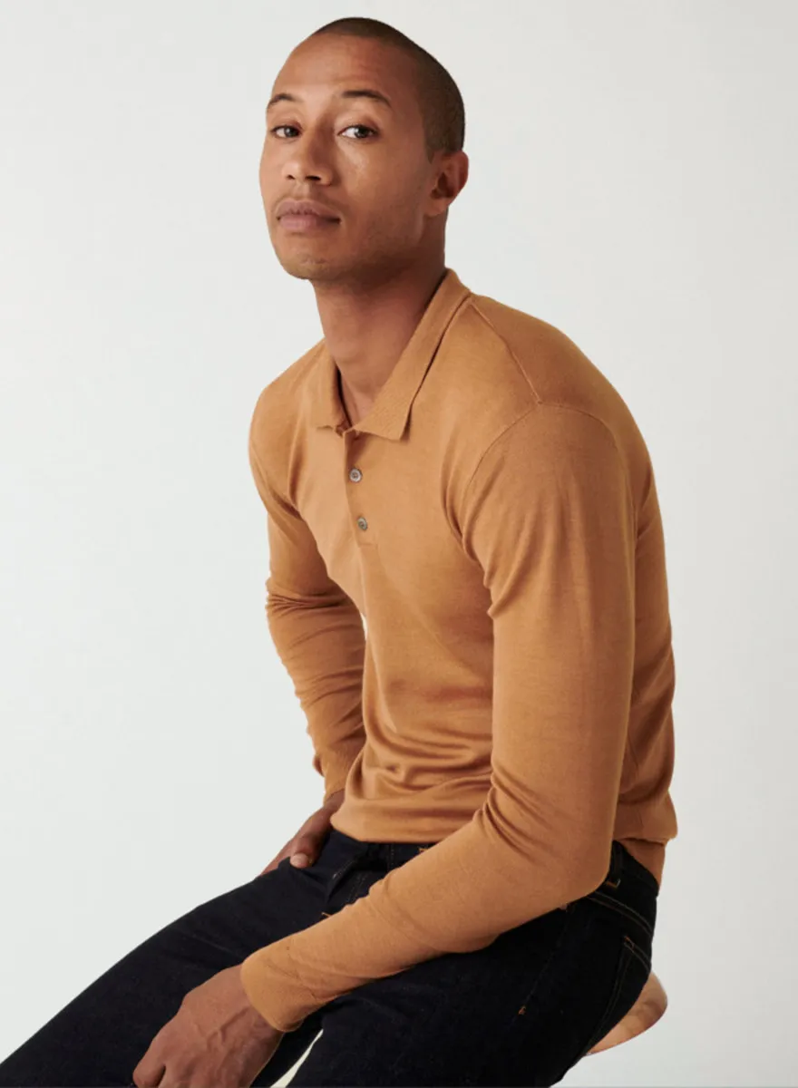 Pull col polo avec logo en laine mérinos - Eni