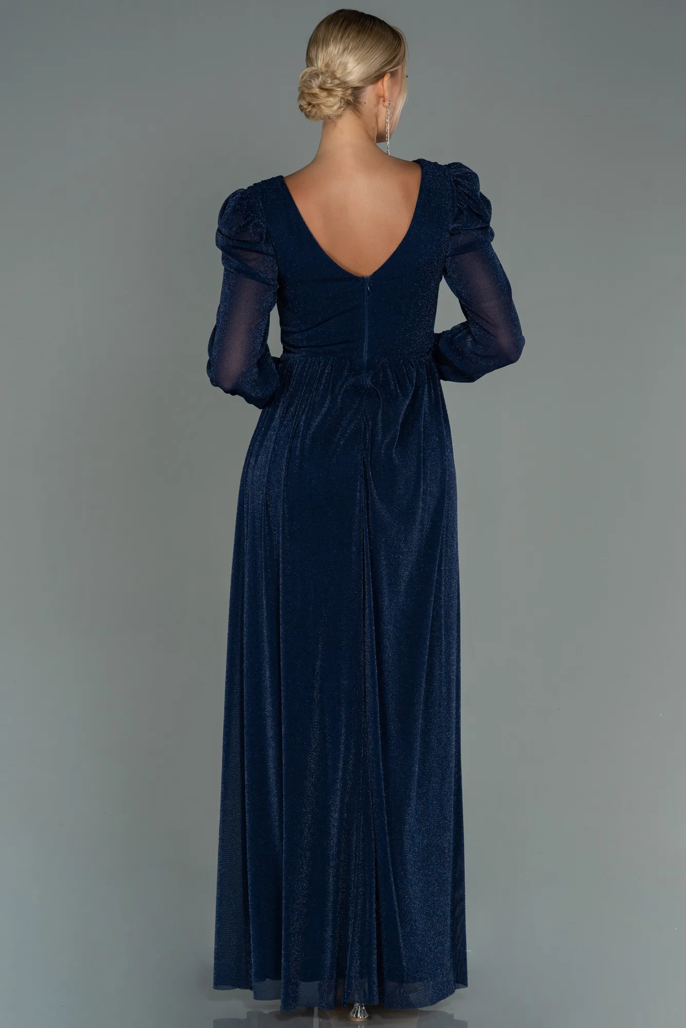 Robe de Soirée Longue Bleu Saxe ABU3103