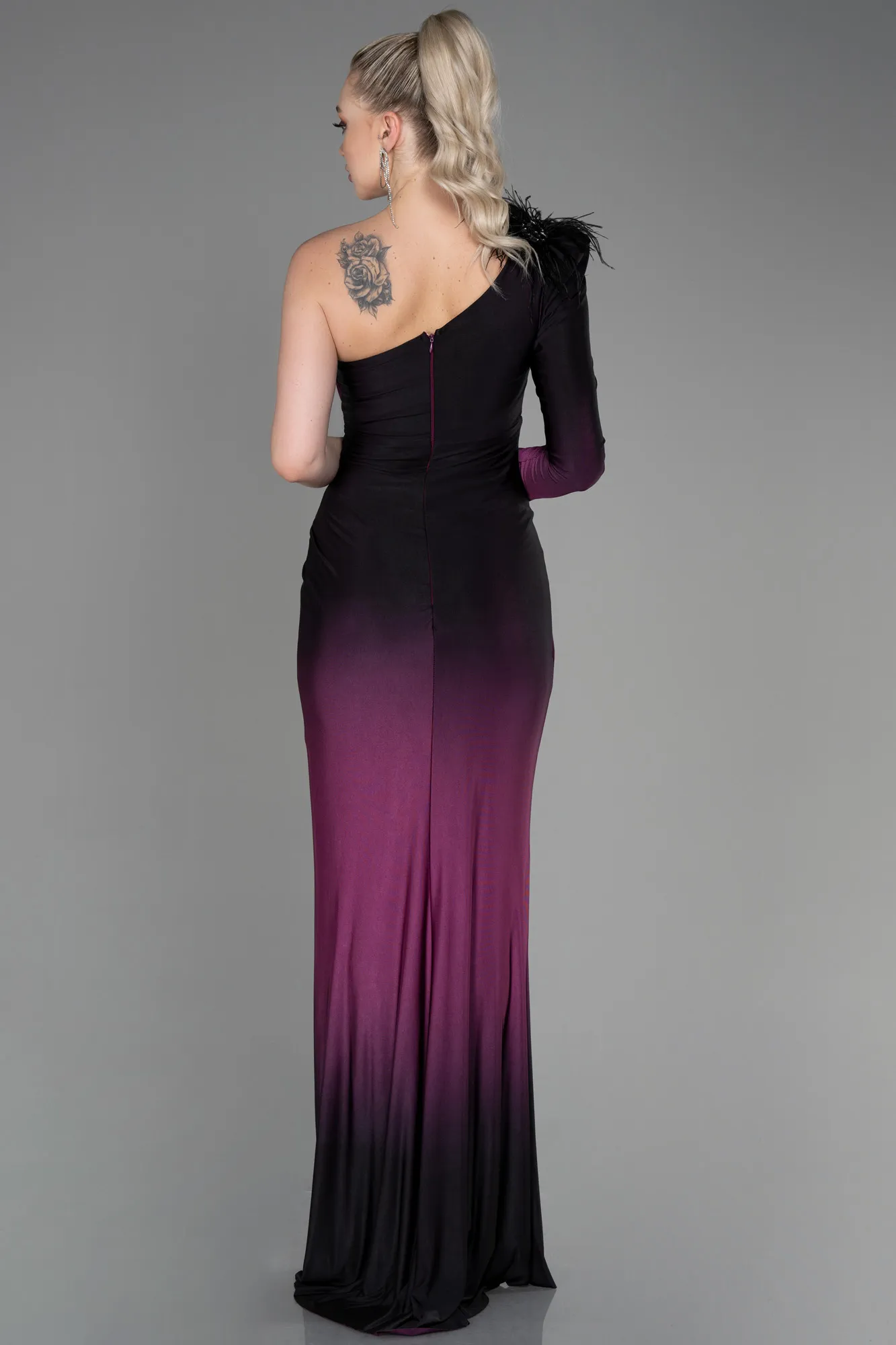 Robe de Soirée Longue Bleu Saxe ABU3225