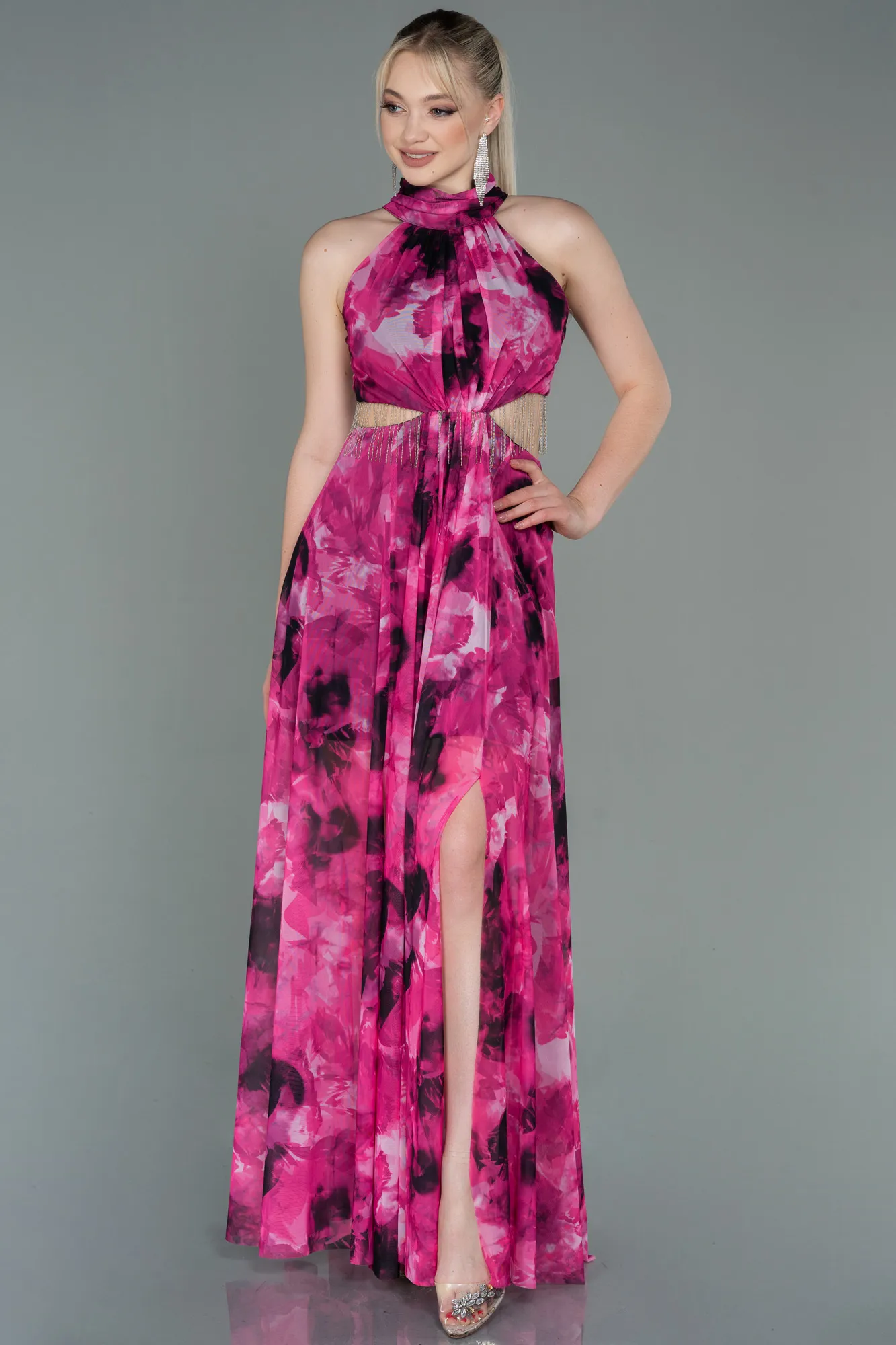 Robe De Soirée Longue Fushia ABU2891