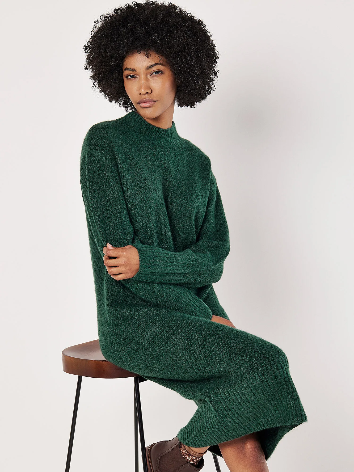 Robe Midi En Maille Gaufrée Vêtements Apricot