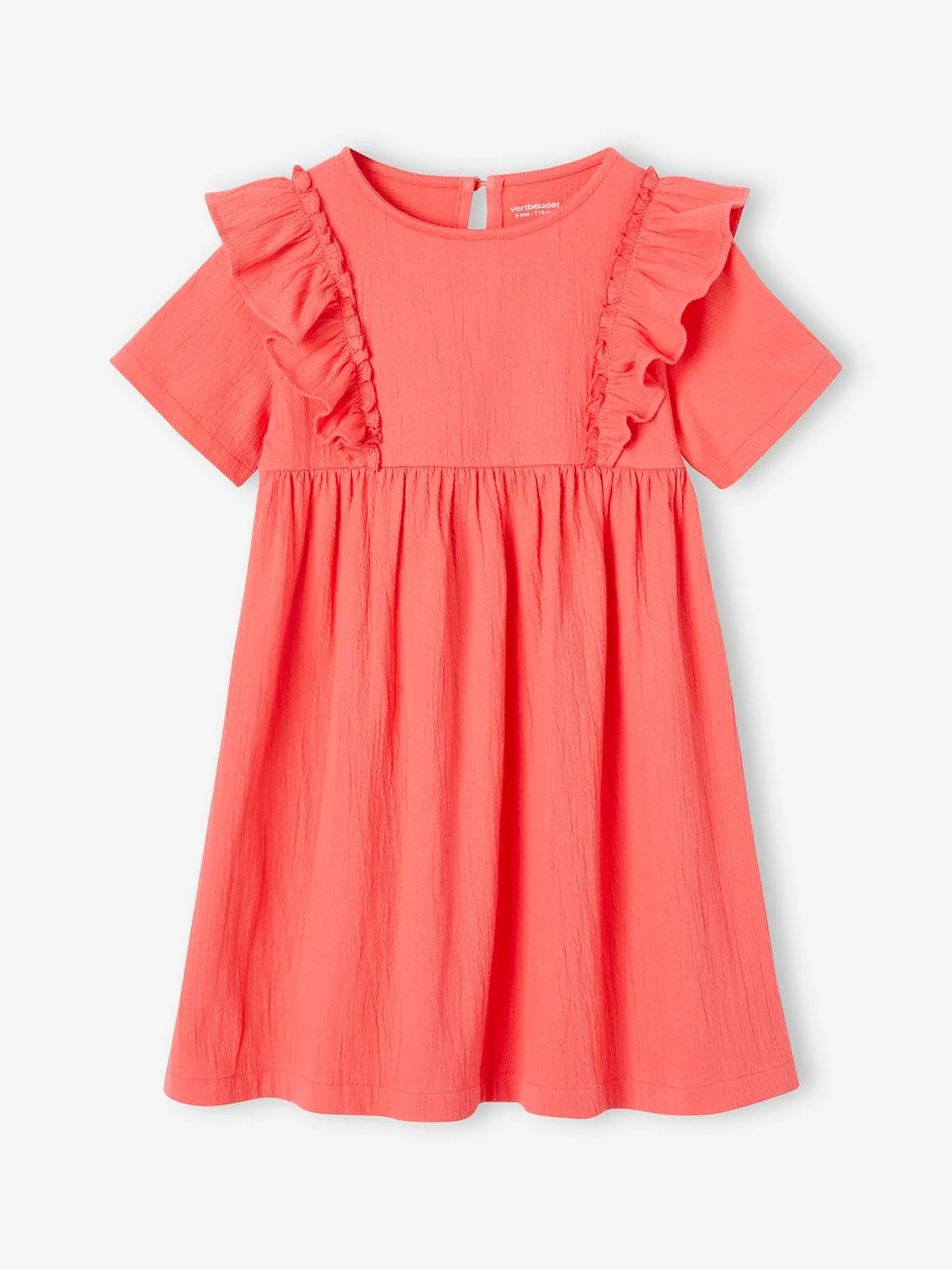 Robe à volants effet reliéfé fille écru - Vertbaudet