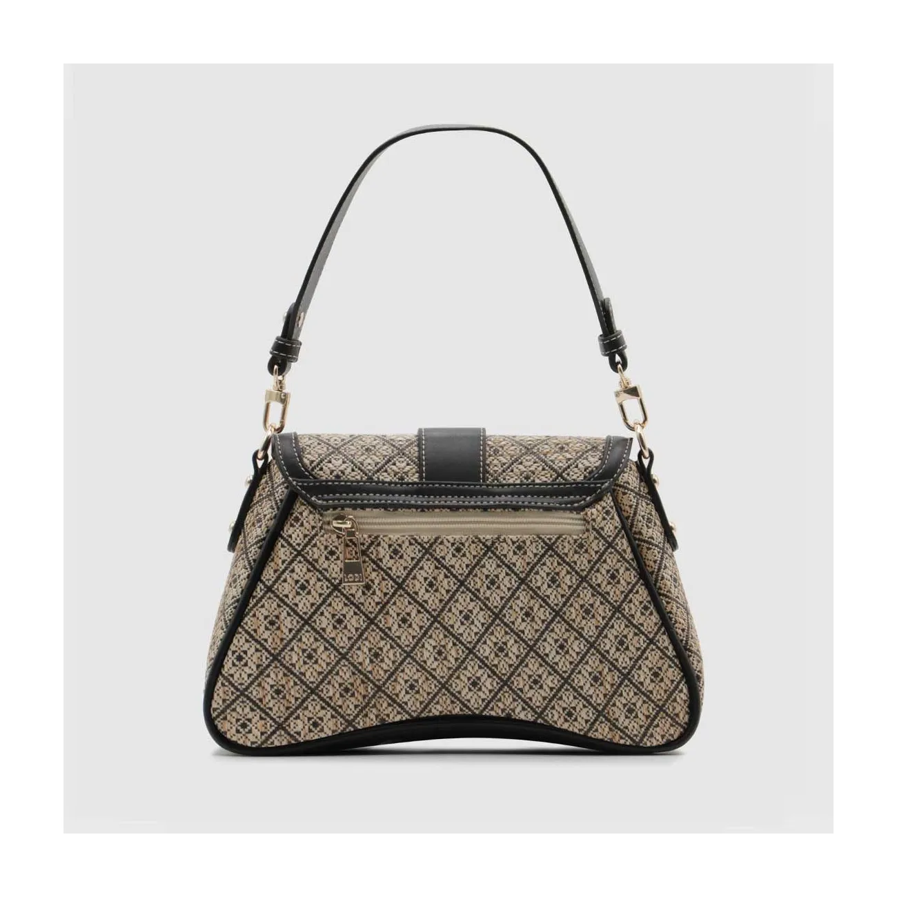 Sac porté épaule avec bandoulière réglable effet raphia combiné noir. I LODI Sacs pour femme online.