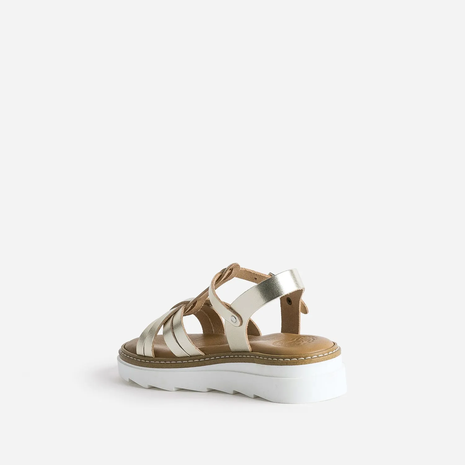 Sandale compensée BUGGY dorée en cuir - Sandales Enfant | ERAM