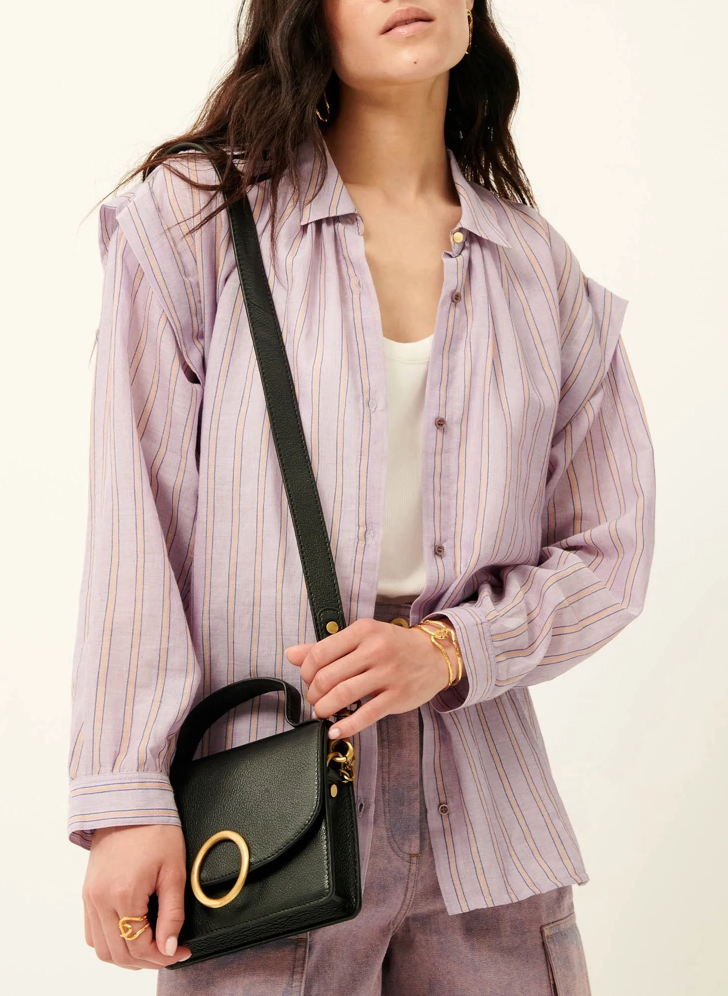 SESSUN  Chemise col classique rayée en coton pintalina - Violet