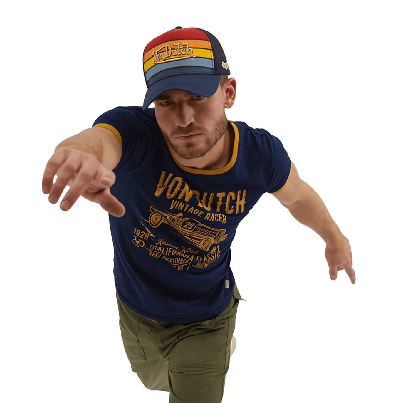 Tee Shirt Bleu coupe Slim Col rond effet Strié SPARE | Homme - Vondutch