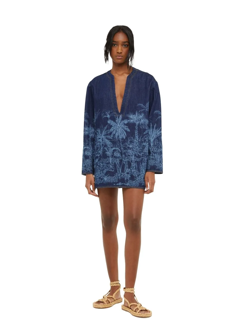 Tunique denim Toile de Jouy Jungle alanui - Chemises de luxe Big Bo...