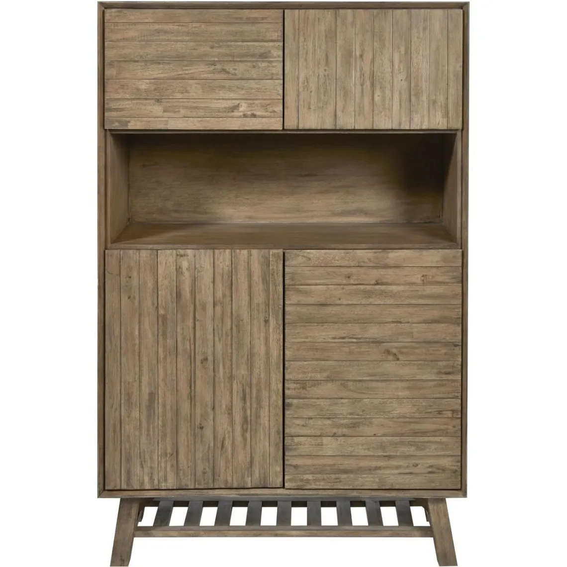 Vitrine avec 4 portes et une niche en acacia massif NOEMI Marron | 3 Suisses